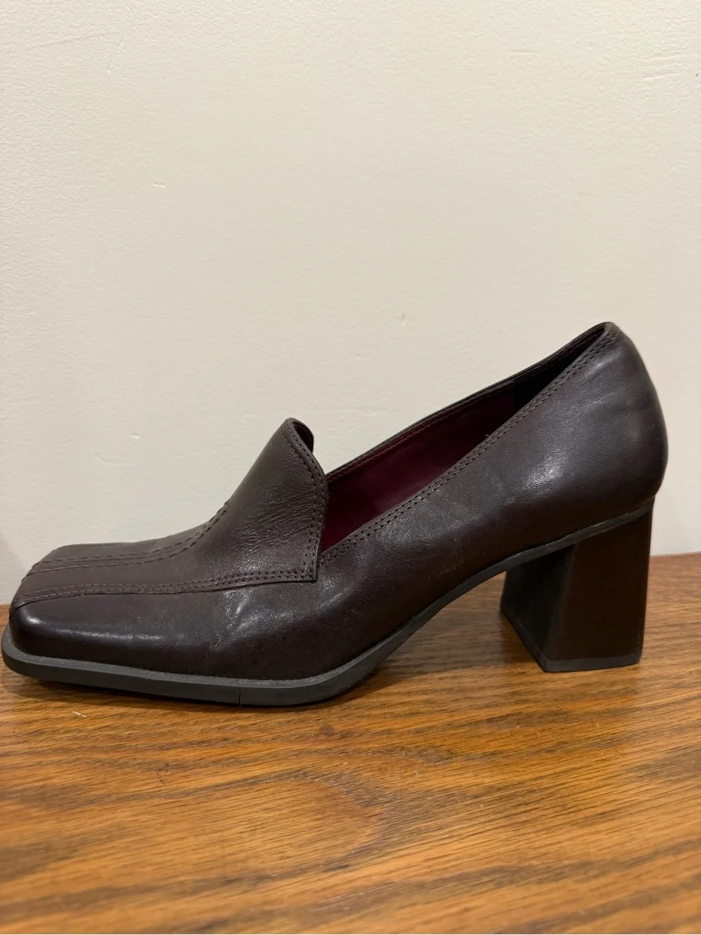 Nine West Brown Leather Chunky Heel Loafer Pumps Size 7.5M — Repair Project